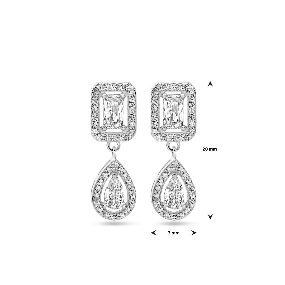 oorhangers zirkonia 20 mm zilver gerhodineerd