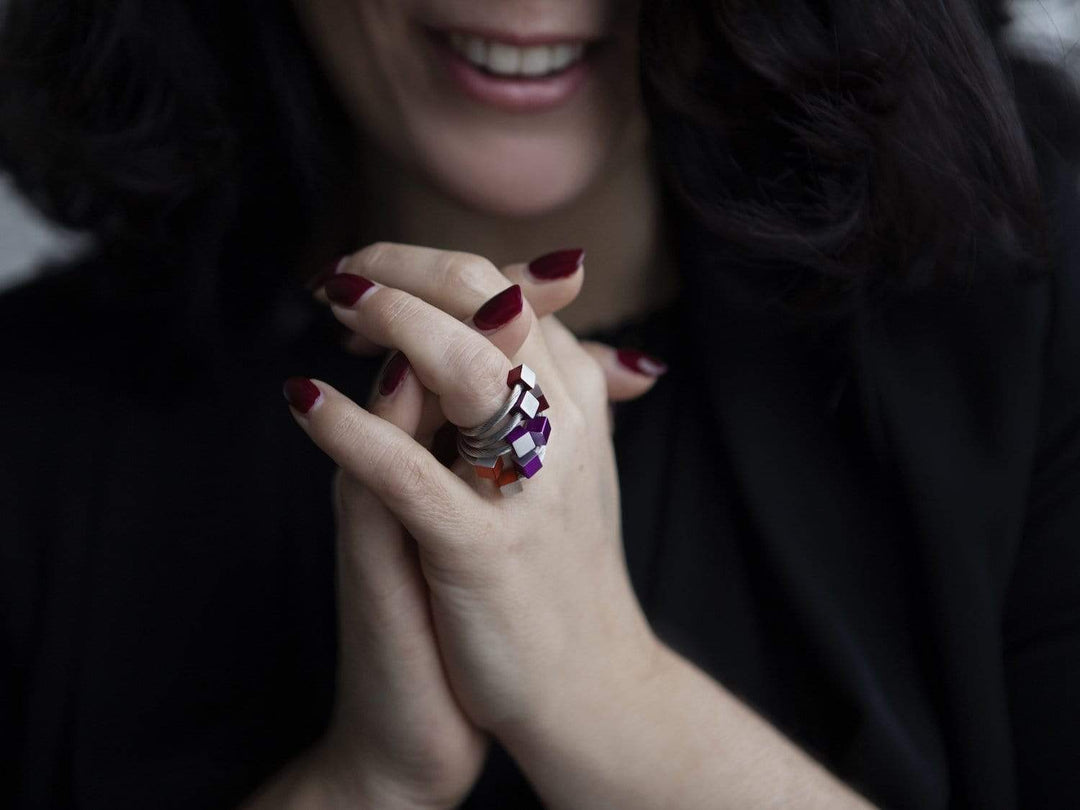 Ring Kubusjes Goudkleurig|Geel R4G