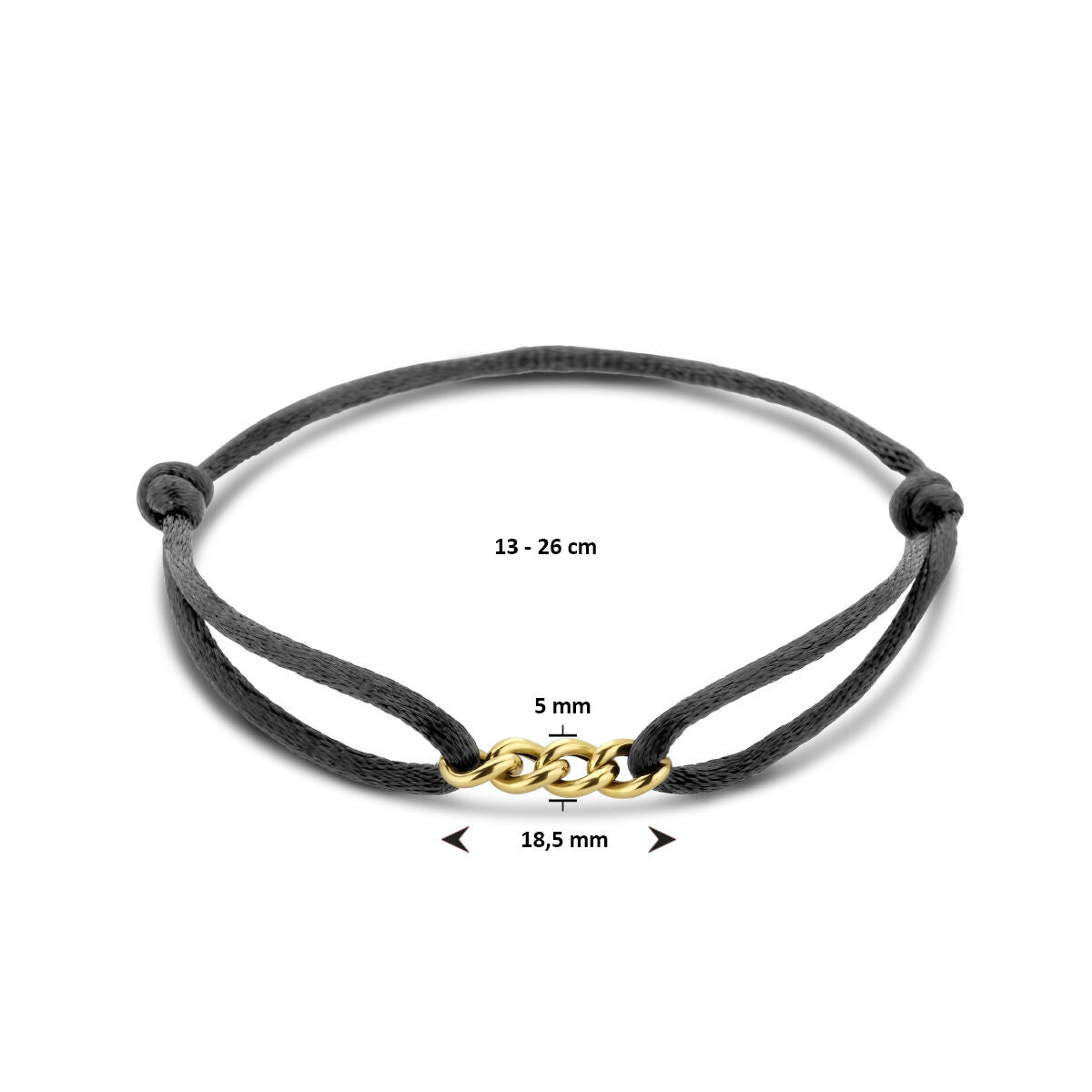 bransoletka satynowa 13 - 26 cm 14K złoto z gumą/nylonem/skórą
