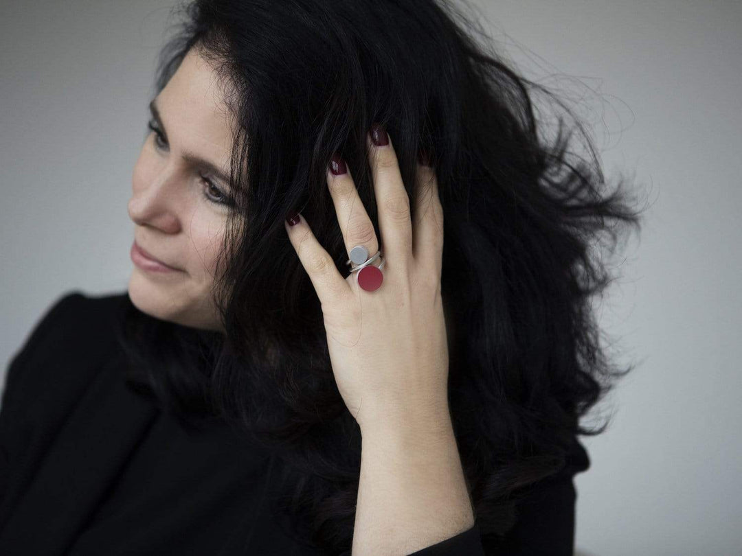 Ring Twee ronde vormen Rood R5R
