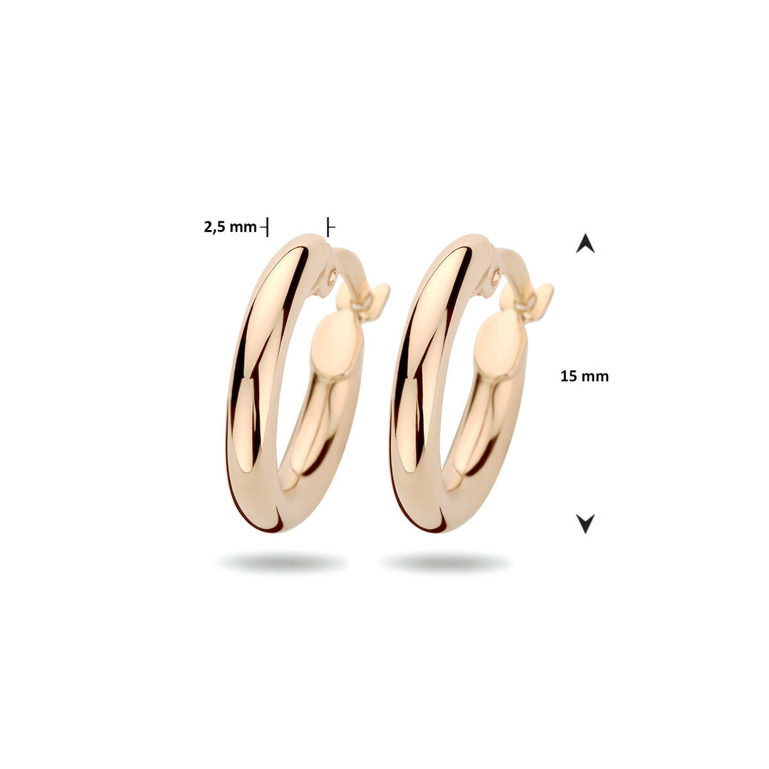 kolczyki koła 2,5 mm okrągła rura 14K różowe złoto
