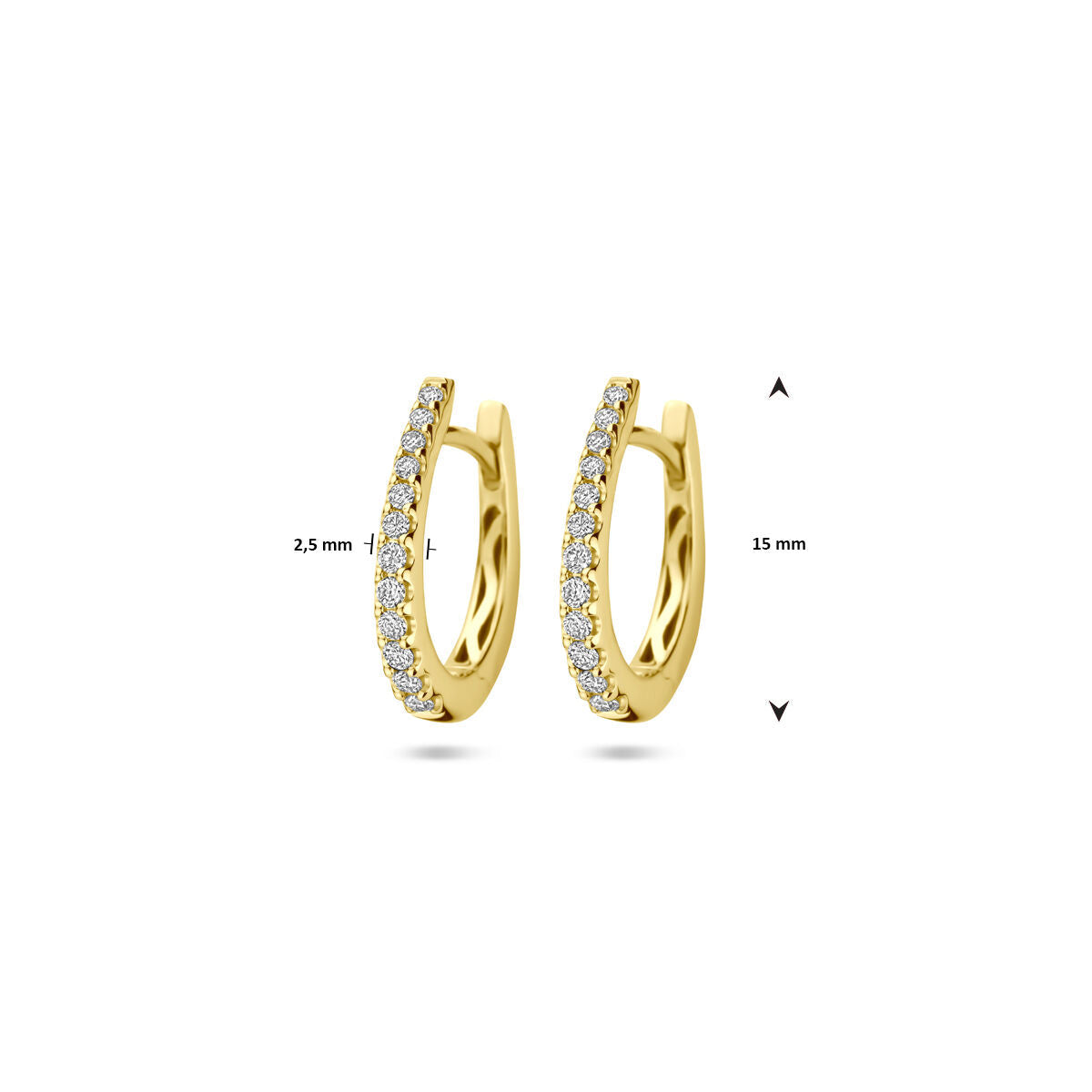 klapkolczyki diament h si 2,5 mm rurka 14K żółte złoto