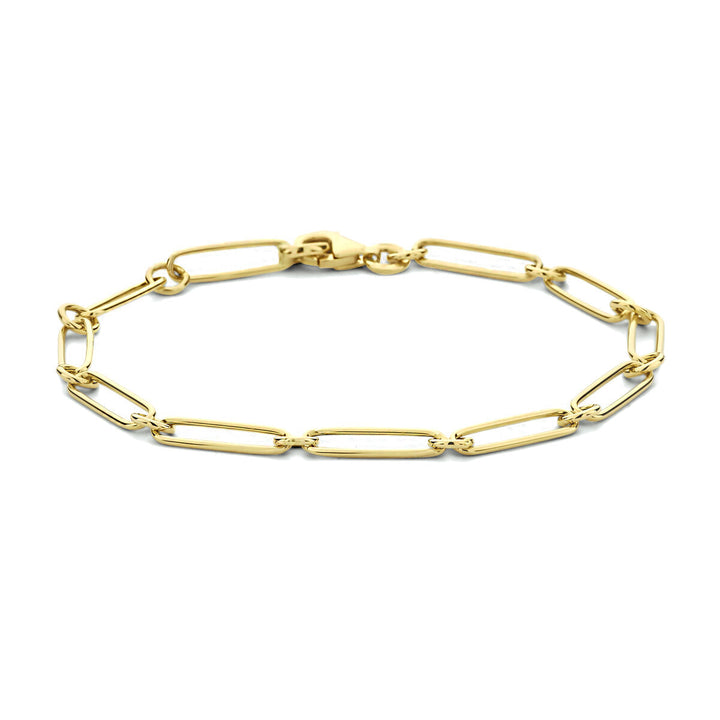 Gouden armband dames paperclip platte buis 14K