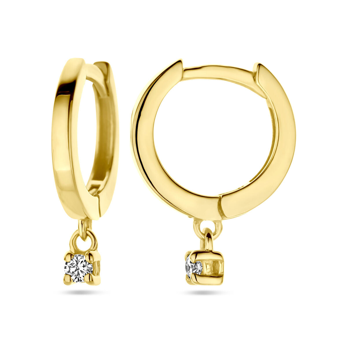 klapoorring diament 0.06ct (2x 0.03ct) h si 16 mm 14K żółte złoto