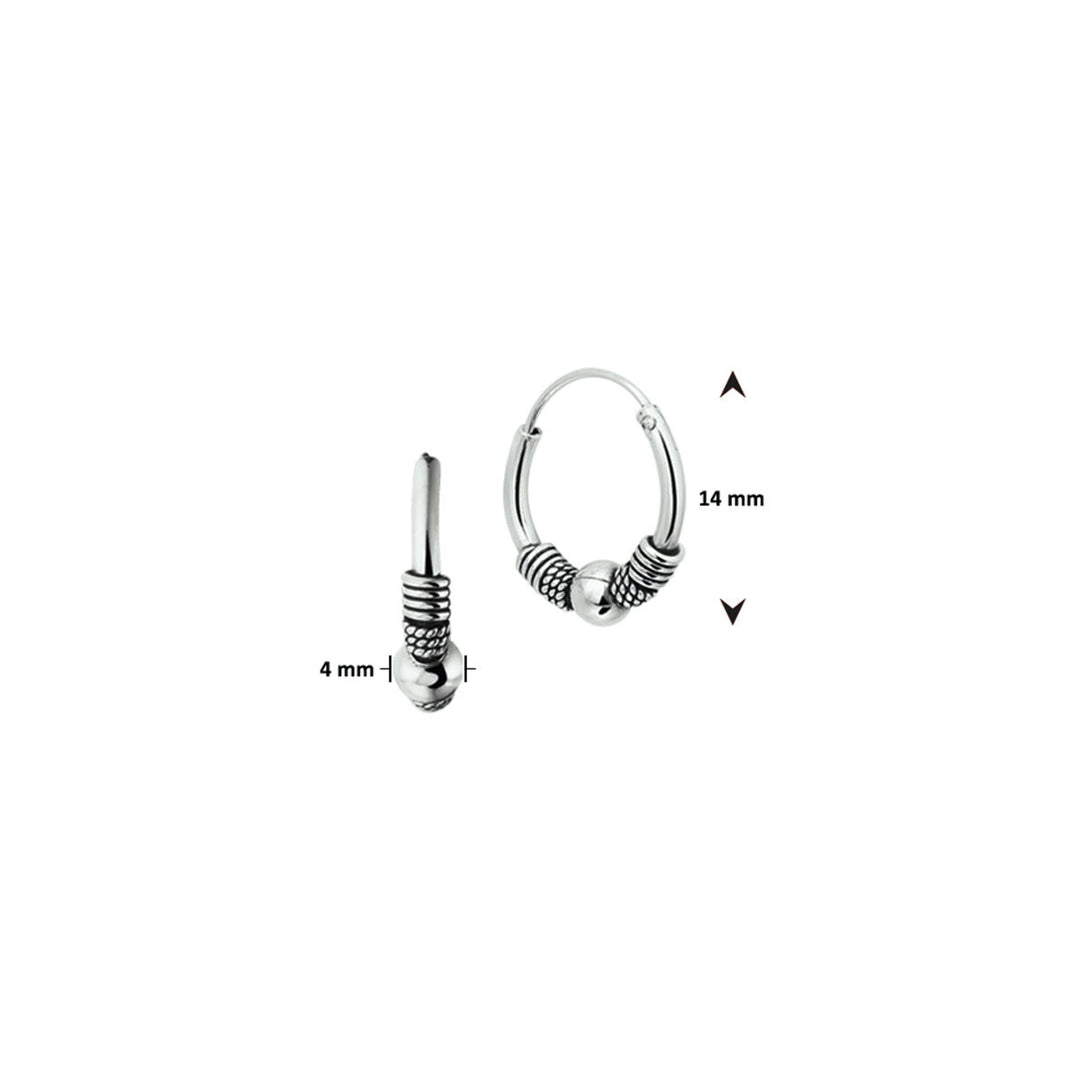 oorringen oxi bali 4,0 mm zilver geoxideerd