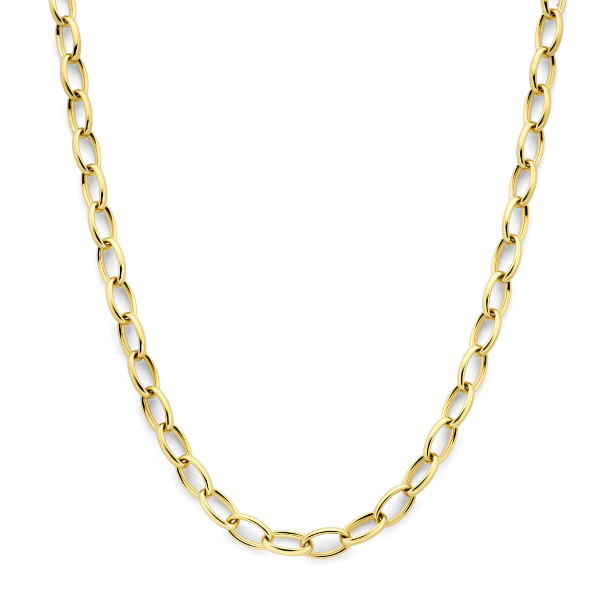 Gouden dames ketting van 14k met anker schakels van 8 mm.