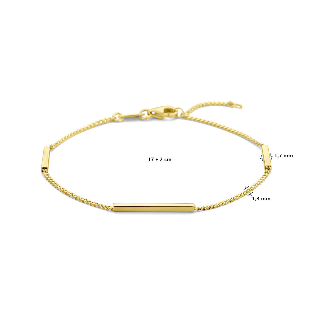 bransoletka z prostokątami 17 – 19 cm 14K żółte złoto