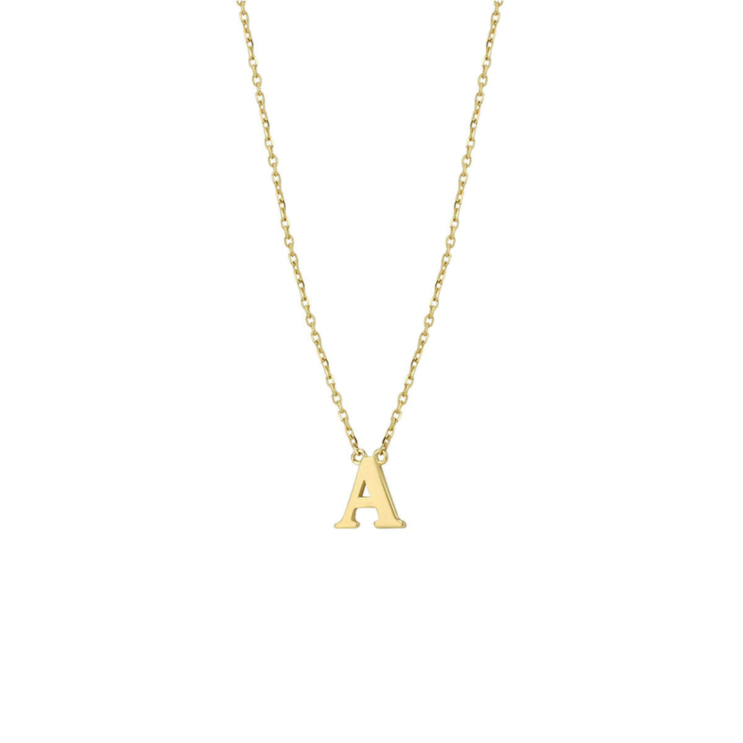 De Van der Kooij Collectie Gouden dames ketting letter 14K heeft een eenvoudige, gouden hoofdletterhanger aan een 14k geelgouden anker collier- een elegant sieradencadeau dames.