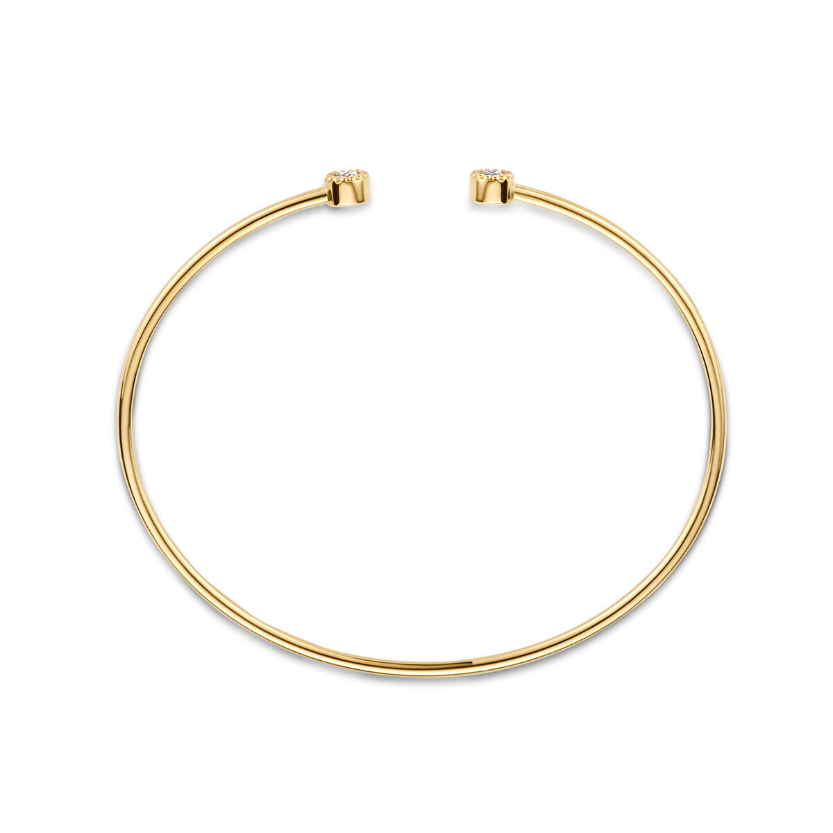Srebrna bransoleta z 0,19 ct diamentami, wykonana z 14K żółtego złota, o minimalistycznym designie.