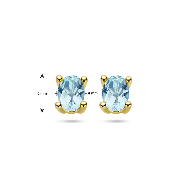 oorknoppen blauw topaas 14K geelgoud