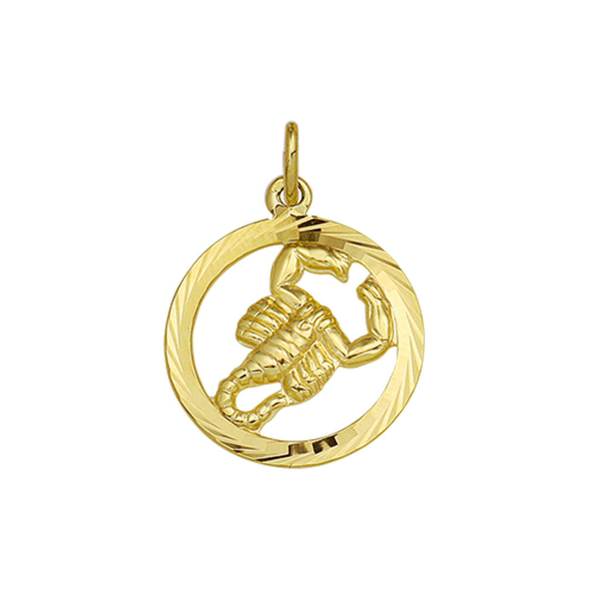 wisiorek ze znakami zodiaku, zdobiony, 14K złote, okrągły kształt z motywem skorpiona