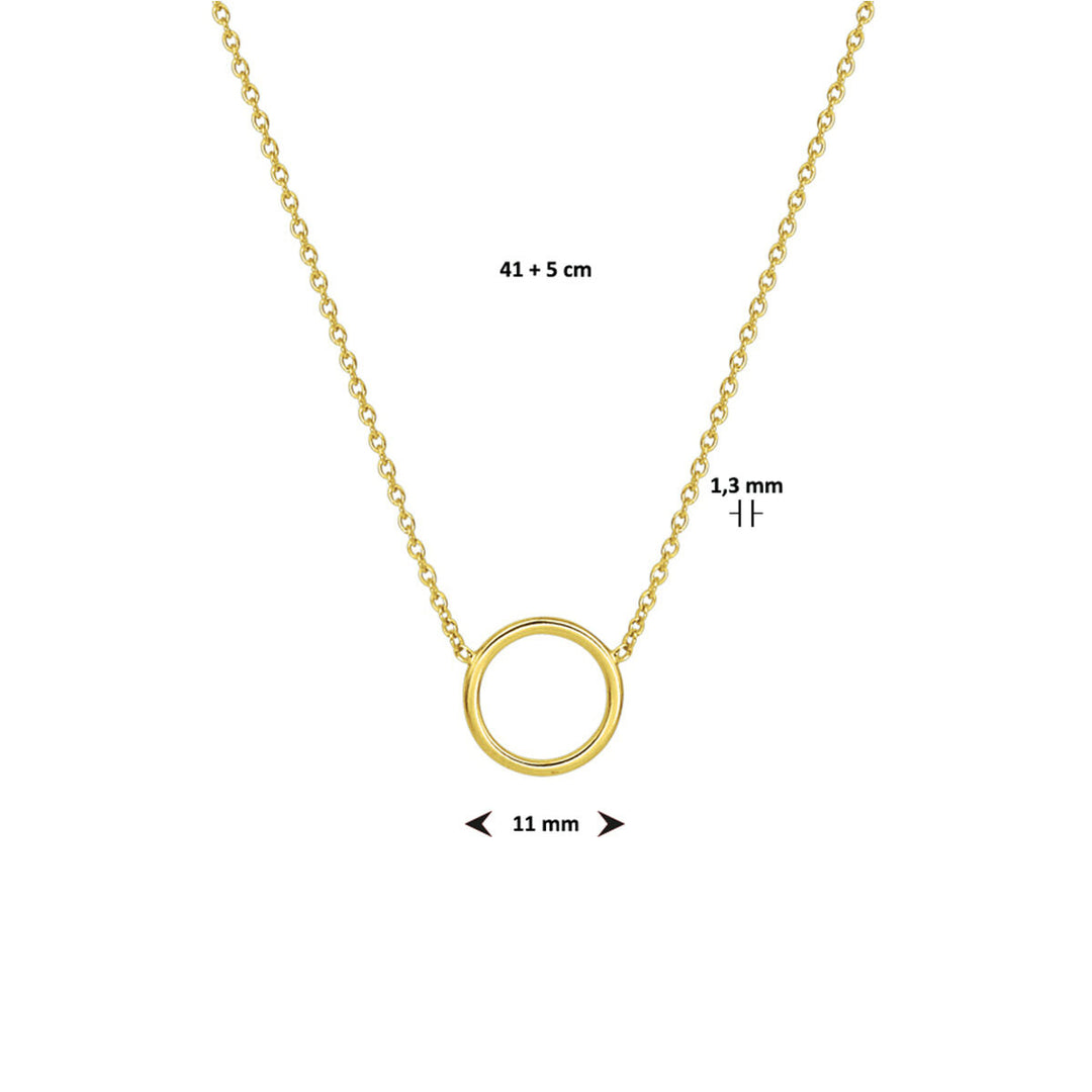collier rondje 41 + 5 cm 3 micron zilver verguld (geel)