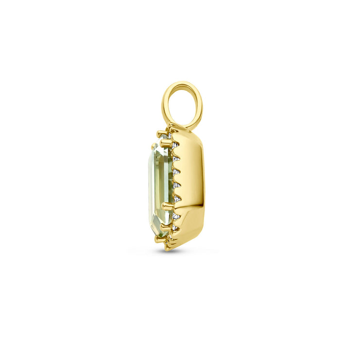 hanger groen amethist en diamant 0.10ct h si halo 18K geelgoud