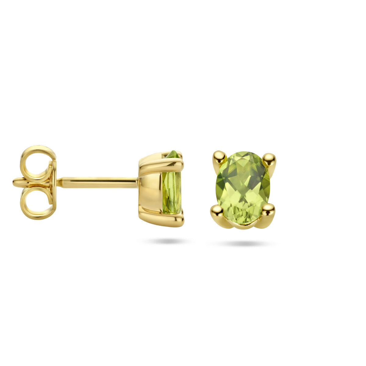 kolczyki wkrętki peridot 14K żółte złoto