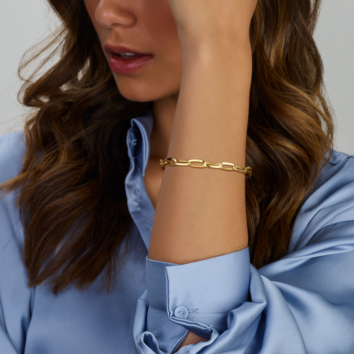 Bransoletka damska paperclip spiczasta rura 14K