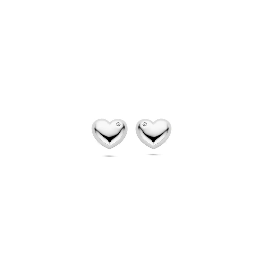 oorknoppen hartje zirkonia 9,5 mm zilver gerhodineerd