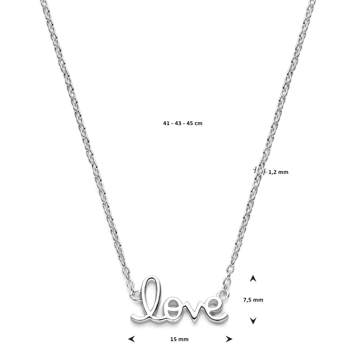 naszyjnik love 41 - 43 - 45 cm srebro rodowane