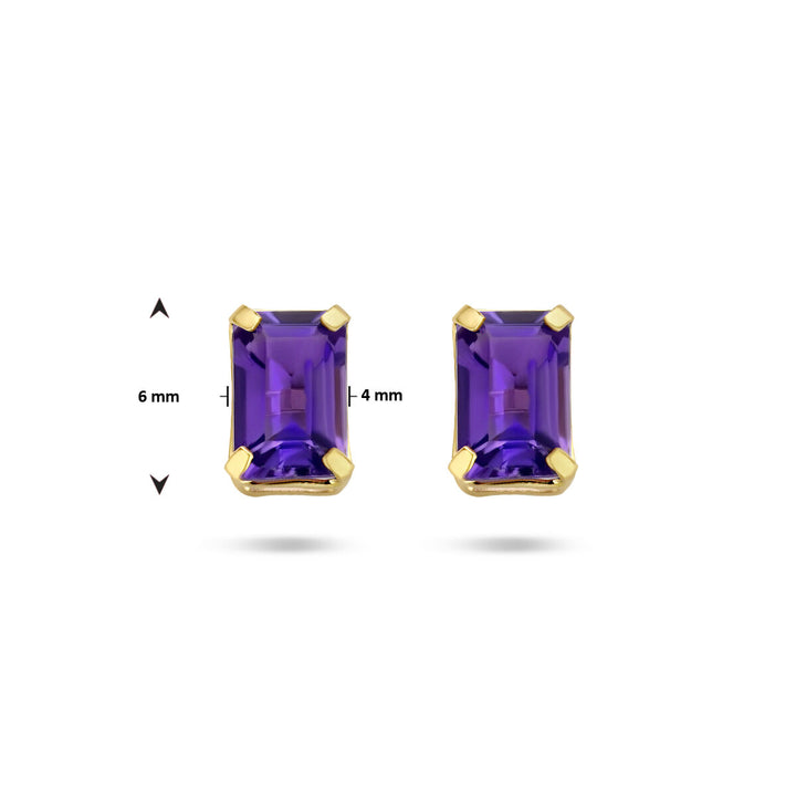 oorknoppen amethist 14K geelgoud