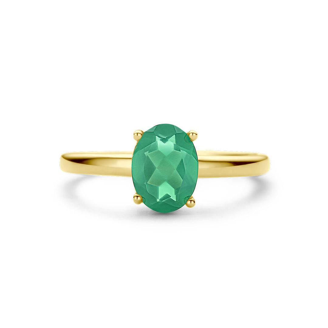 ring groen agaat 14K geelgoud