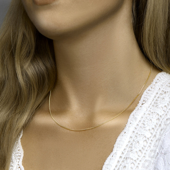 collier gourmette 4-zijdes geslepen 1,4 mm 41 + 4 cm 3 micron zilver verguld (geel)