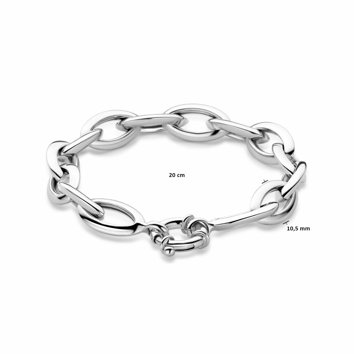 bransoletka kotwica 10,5 mm 20 cm z dużym zapięciem sprężynowym srebro rodowane