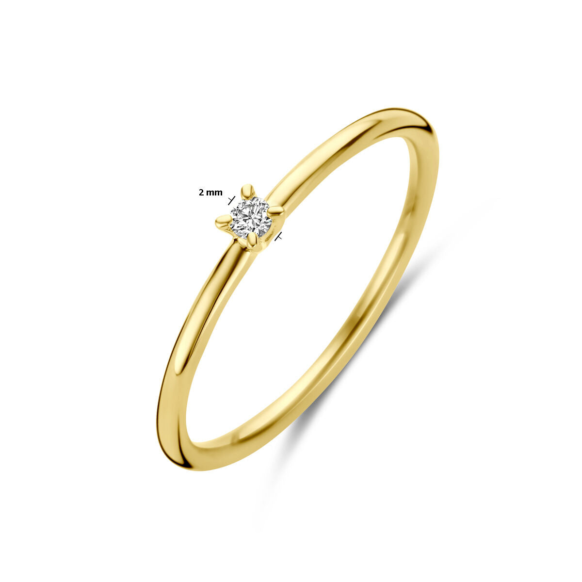 pierścionek diament 0.03ct h si 14K żółte złoto