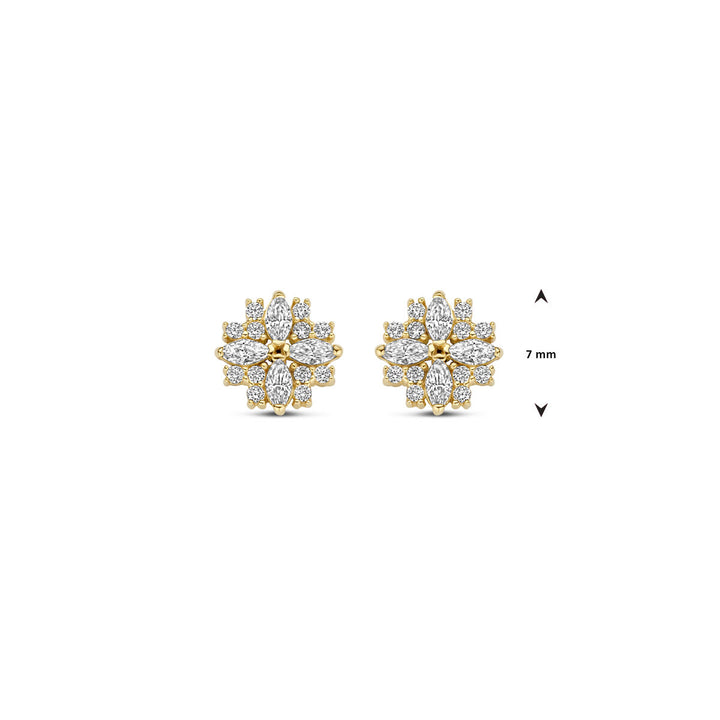 oorknoppen zirkonia 7 mm 14K geelgoud