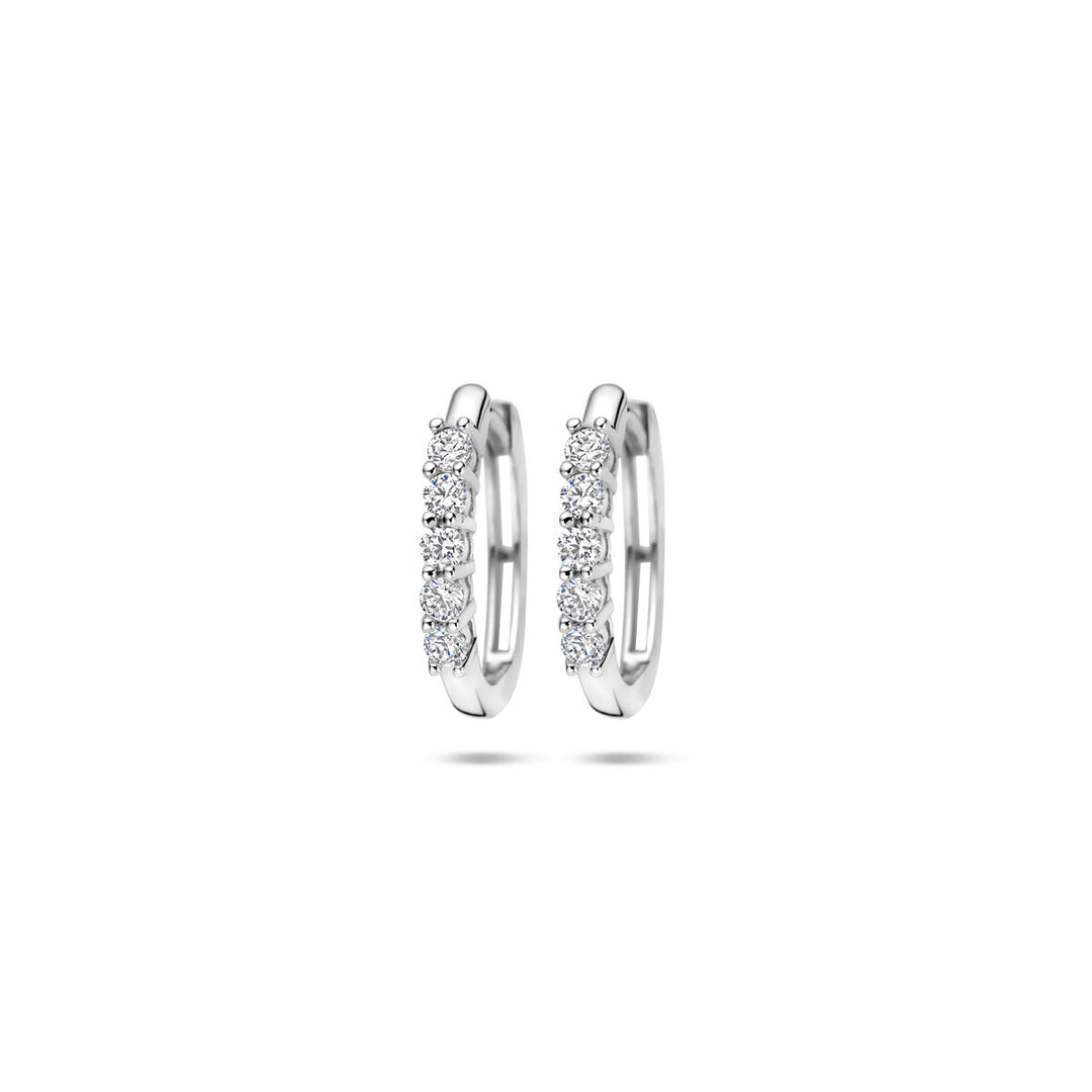 Zilveren klapoorringen met zirkonia – gerhodineerd 925 zilver
