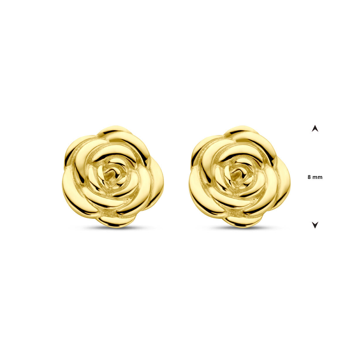 kolczyki wkrętki róża 8 mm 14K żółte złoto