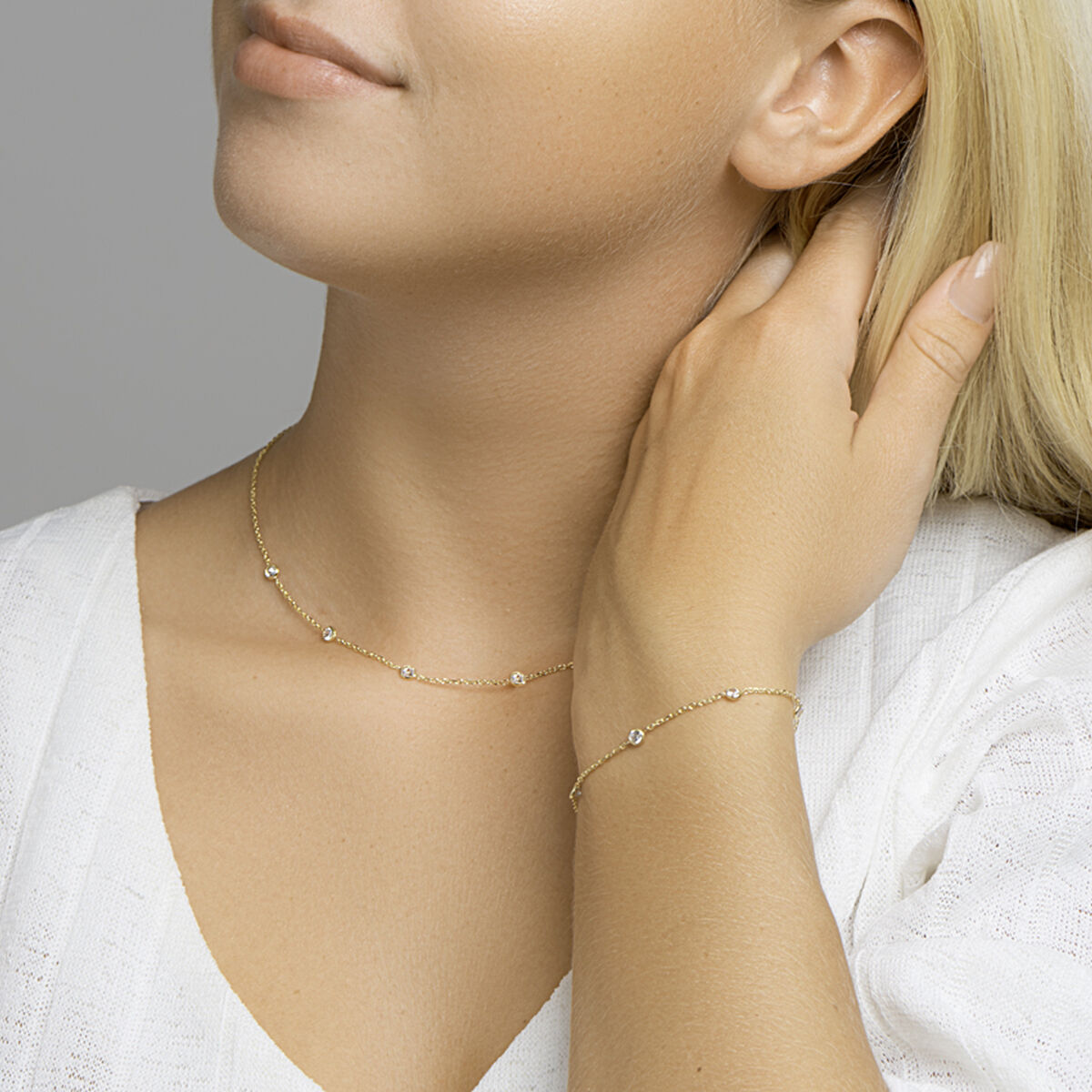 bransoletka cyrkonia 17 + 2 cm 3 mikron srebro pozłacane (żółte)