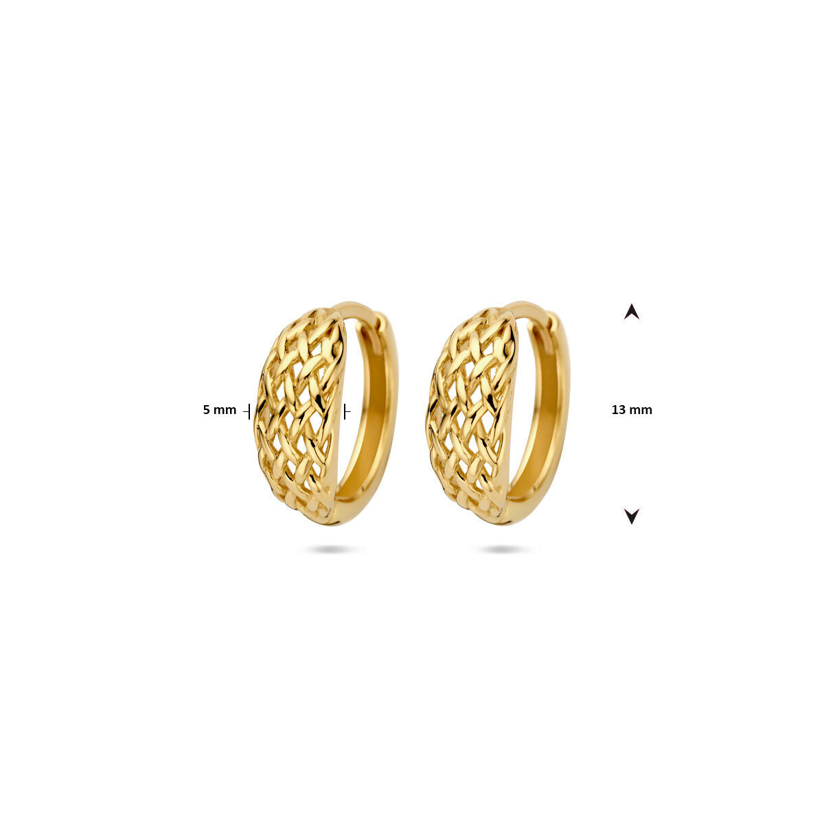 plecione kolczyki koła 13 mm 14K żółte złoto