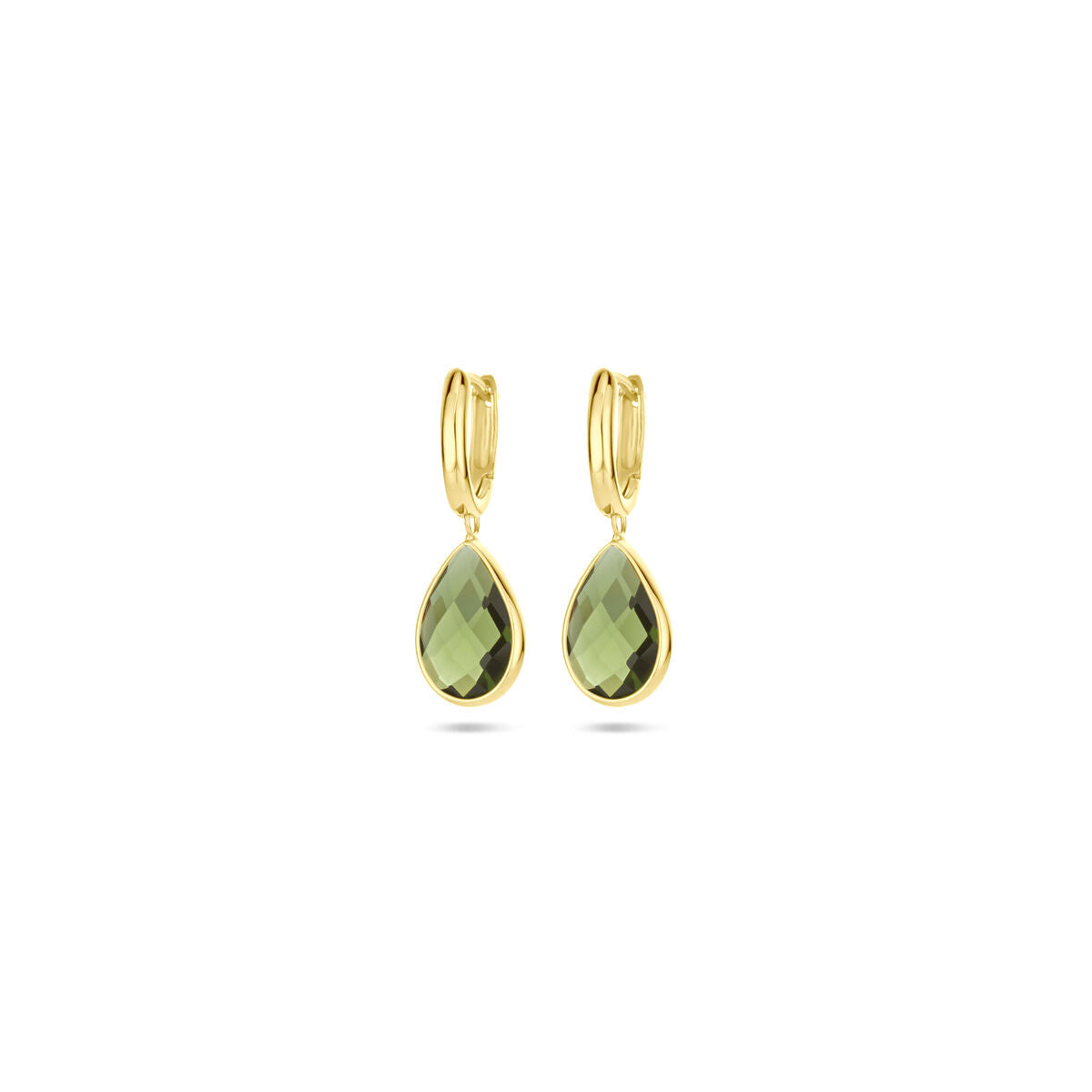 klapoorringen groen kwarts 26 mm 18K geelgoud