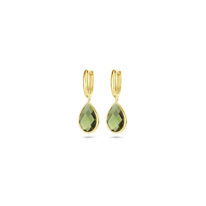 klapoorringen groen kwarts 26 mm 18K geelgoud