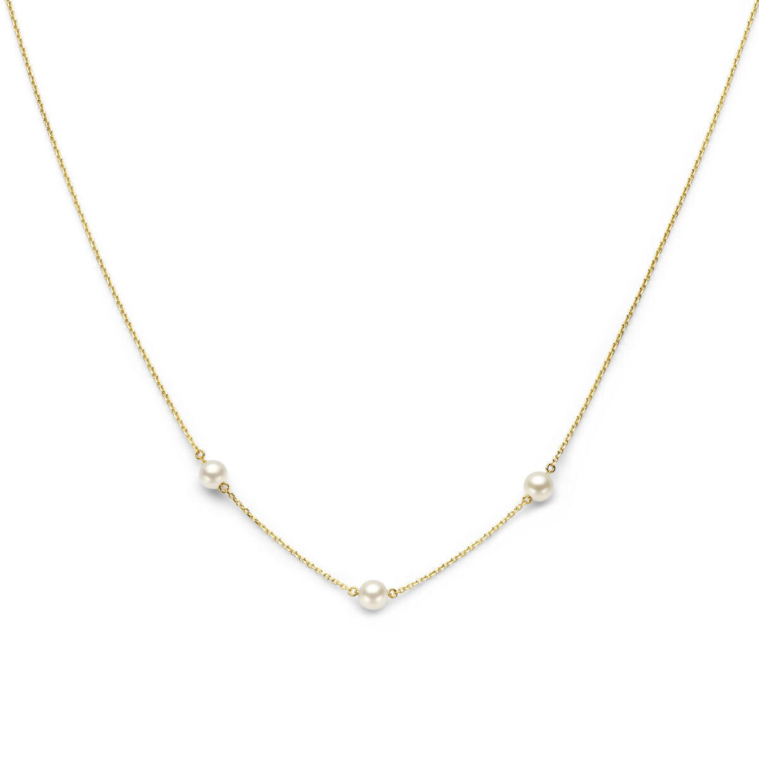 Gouden dames ketting parel 14K