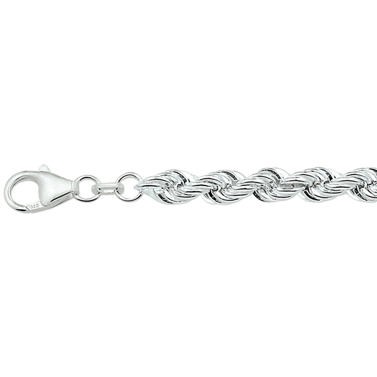 bransoletka sznurkowa masywna 5,5 mm 19 cm srebro rodowane