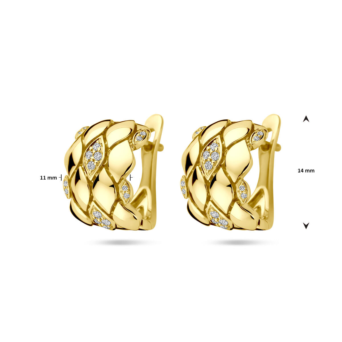 klapoświnki diament 0.16ct (2x 0.08ct) h si 14 mm 14K żółte złoto
