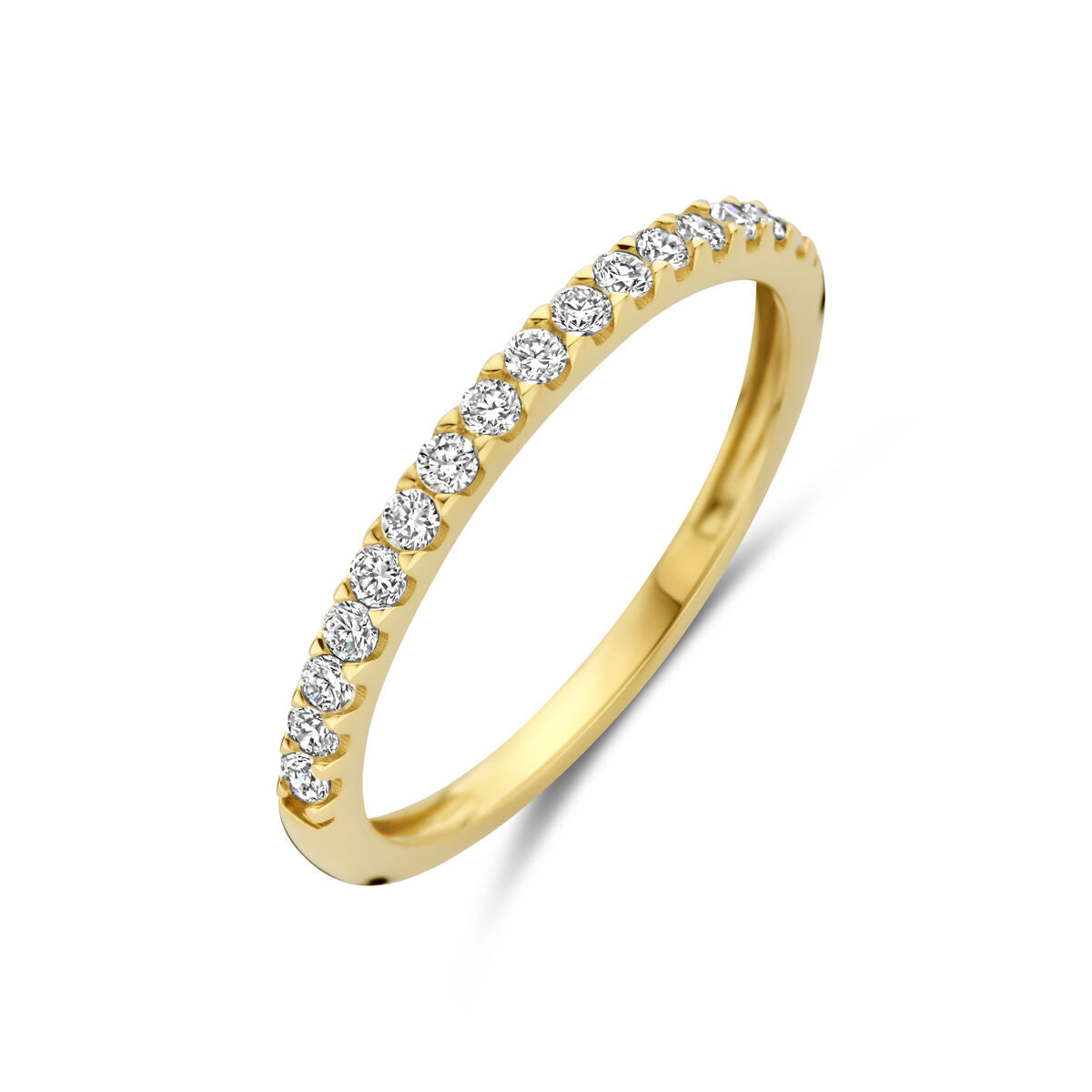 Pierścionek z lab-grown diamentami o masie 0,255 ct, wykonany z 14K żółtego złota, z delikatnym wykończeniem.
