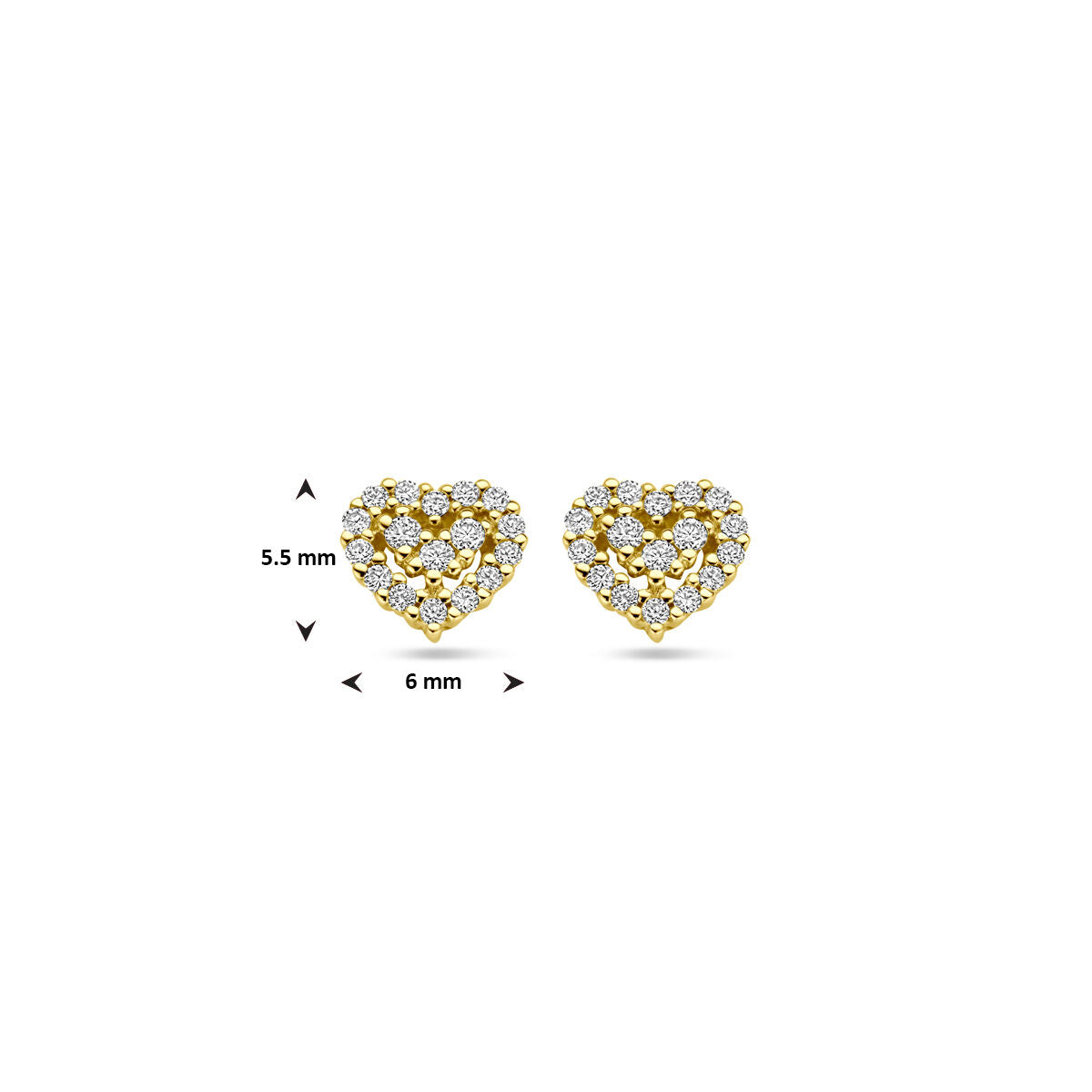 kolczyki wkrętki serce diament 0.16ct (2x 0.08ct) h si 14K żółte złoto