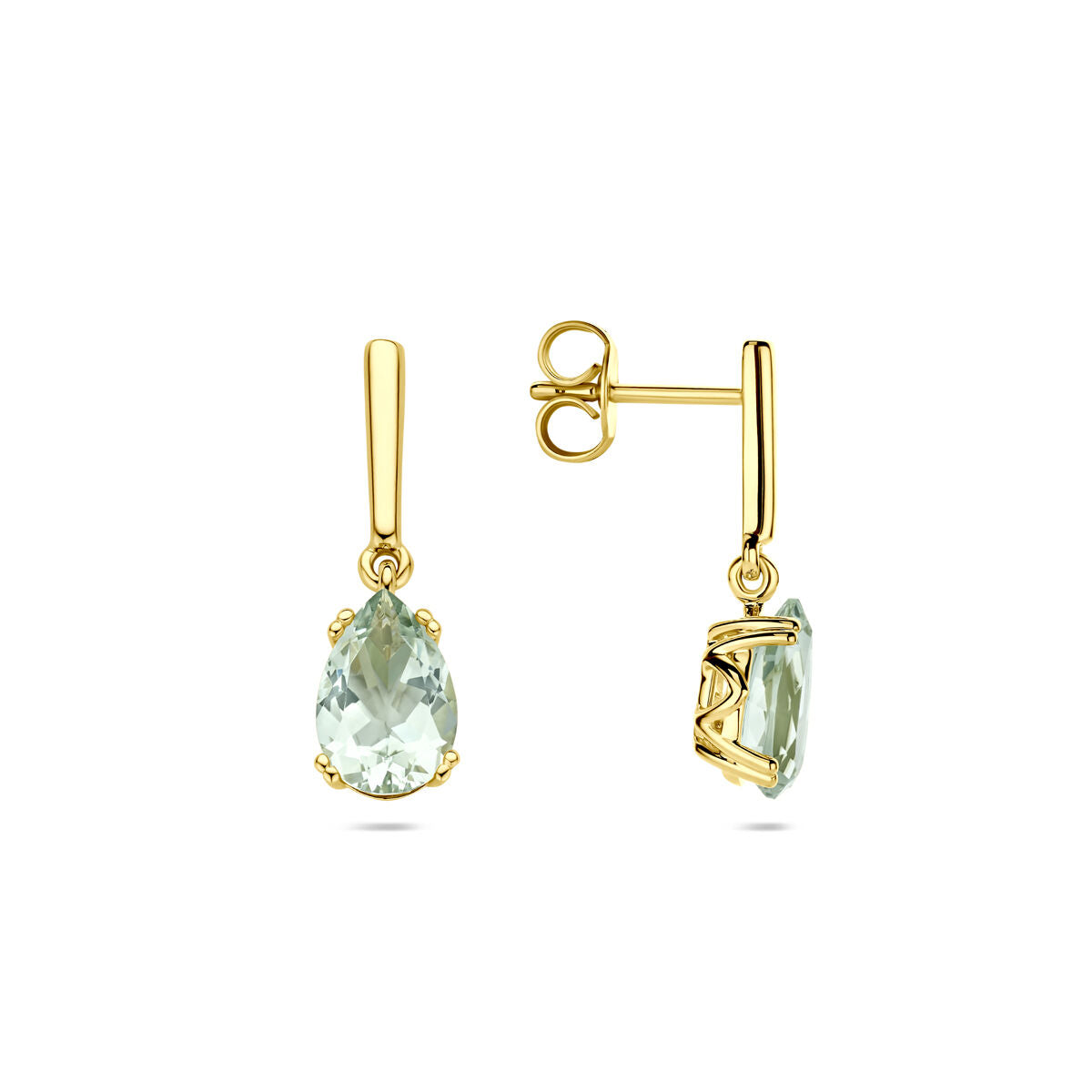 kolczyki zielony ametyst 20 mm 14K żółte złoto