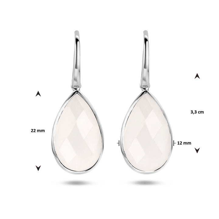 oorhangers wit agaat franse haak zilver gerhodineerd