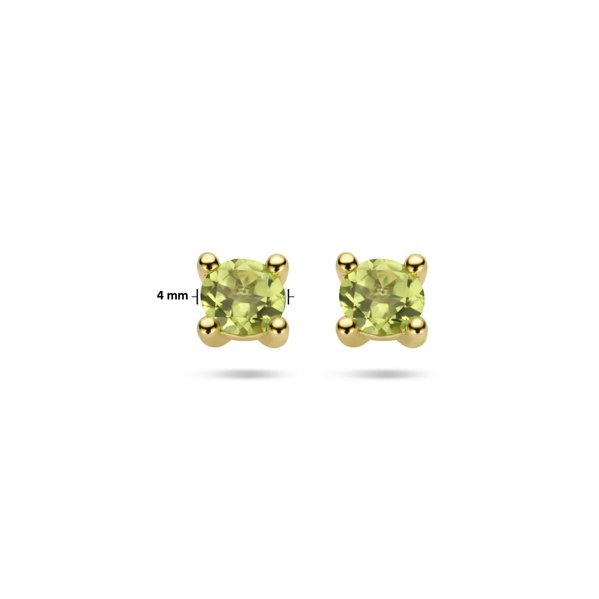 kolczyki wkrętki peridot 14K żółte złoto