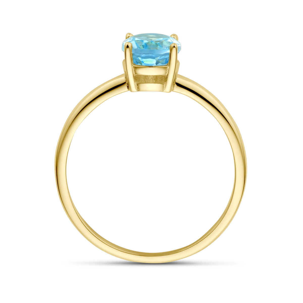 żółte złoto pierścionek niebieski topaz 14K