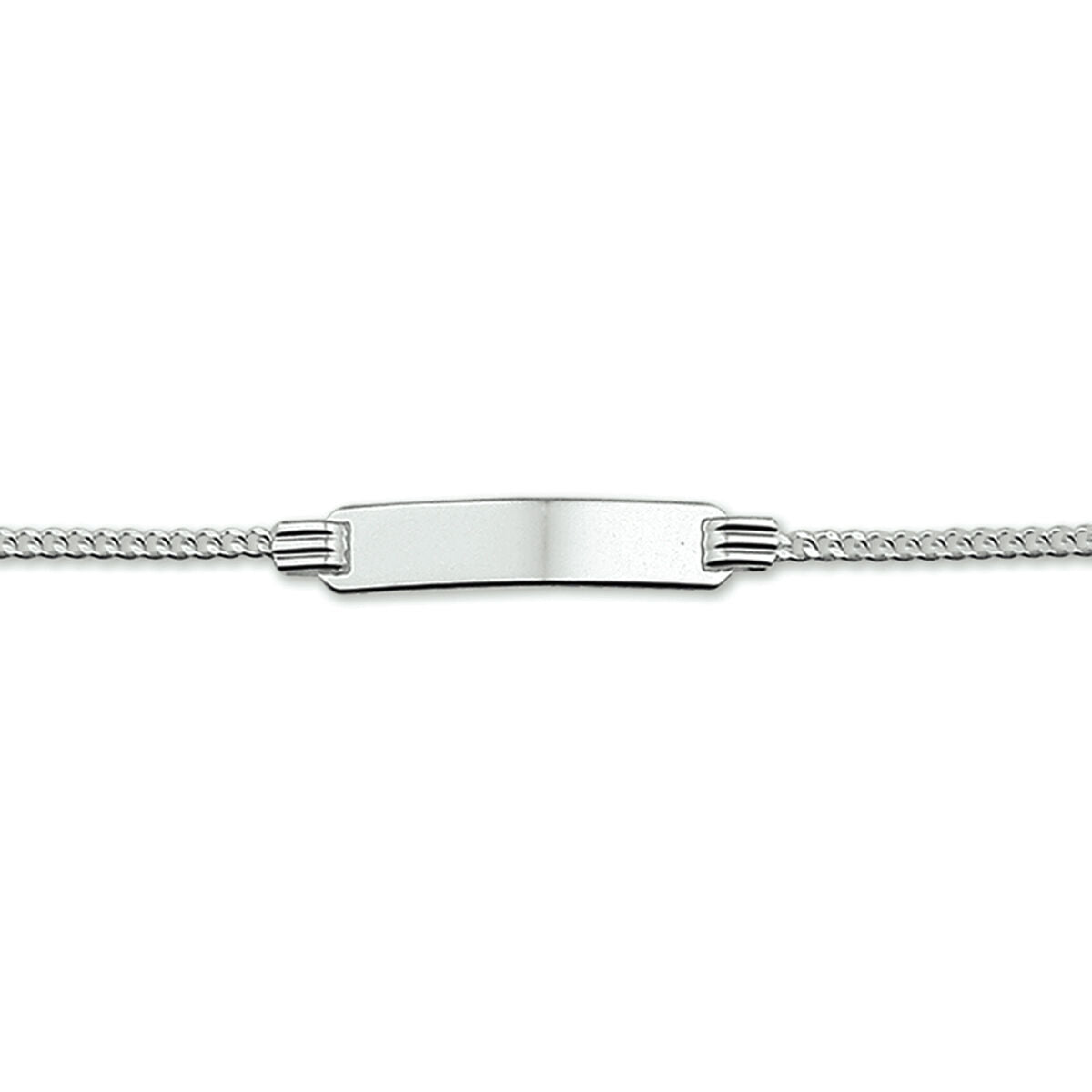 Srebrna bransoletka gourmet z gładką płytką o szerokości 4,8 mm, długość 13-15 cm.