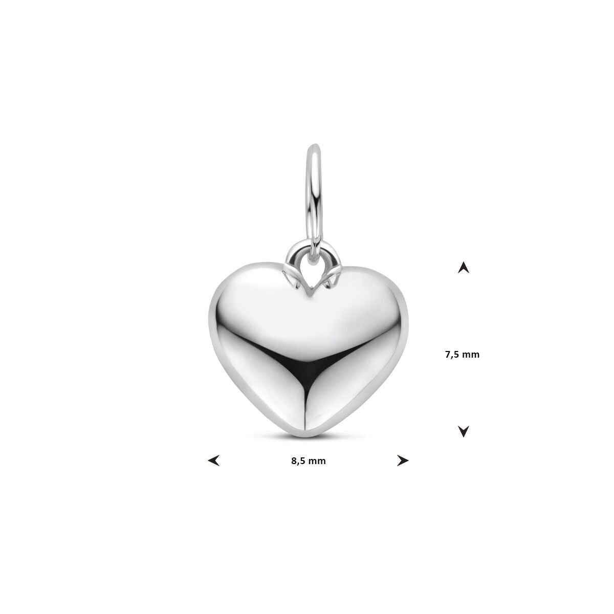 wisiorek serce 12,5 mm srebro rodowane