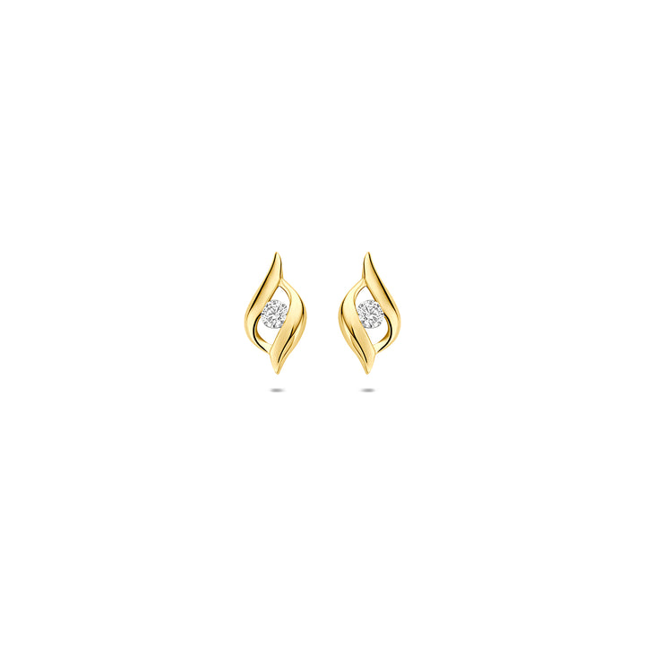 9k oorknoppen zirkonia 9K geel