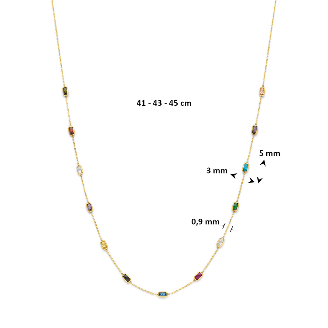 9k collier gekleurd zirkonia 9K geel