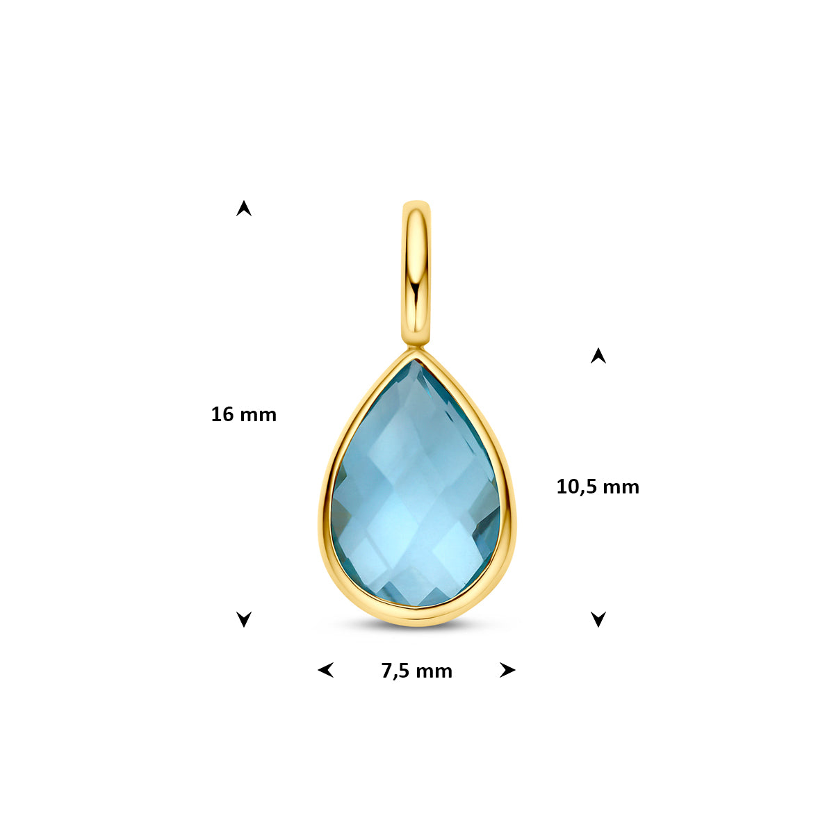 9k hanger blauw topaas 9K geel