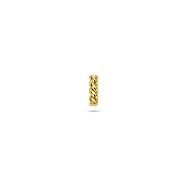 Verguld 925 zilveren flat back piercing met gedraaid balkje