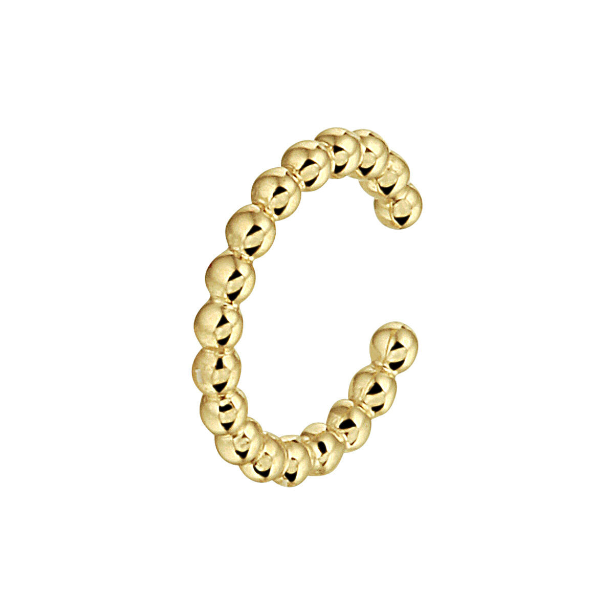 Earcuff van 14K geelgoud met bolletjes in een speelse, golvende vorm.