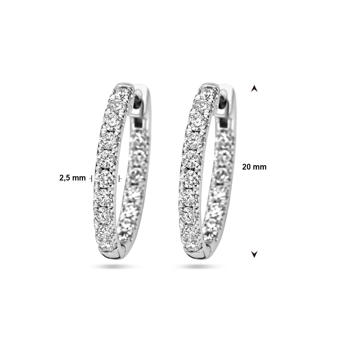 klapoświnki diament lab grown 0.96ct (2x 0.48ct) h si 14K białe złoto